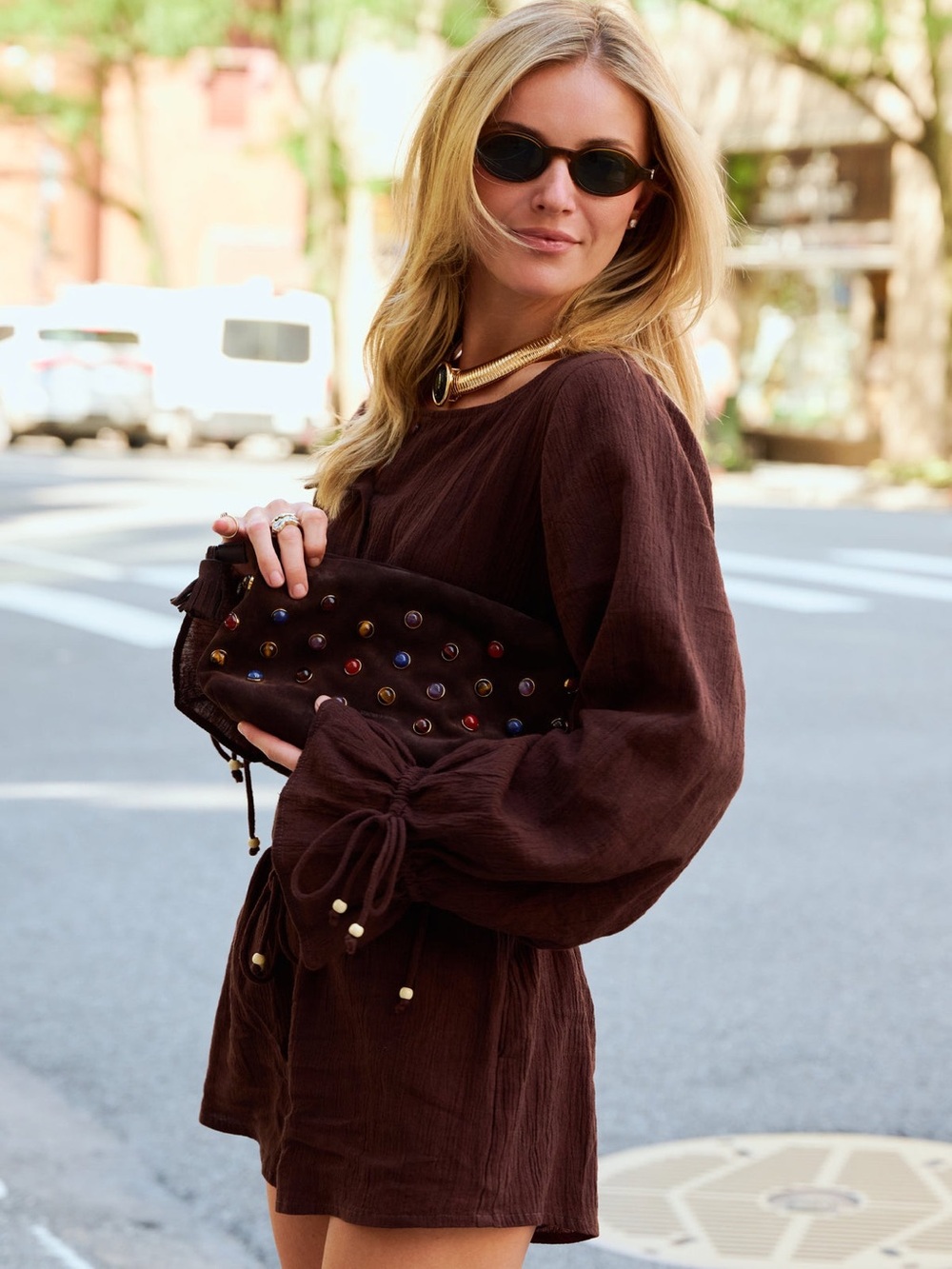 NWT Puka The Label x Style By Simkins Colette Set in Espresso Brown